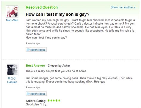 They also reassured parents that they and their child would be OK. . How to tell if my son is gay yahoo answers